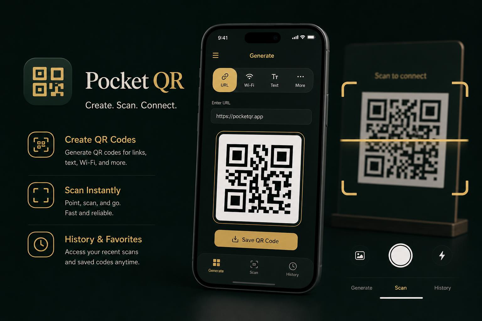 Pocket QR — Generate and scan QR codes — in your pocket.